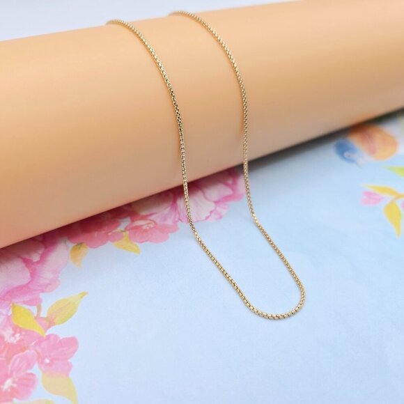 "Minimal Rose Gold Box Chain Necklace for Women, 19.7 Inch Length, XPNL0089 - Picture 5 of 12